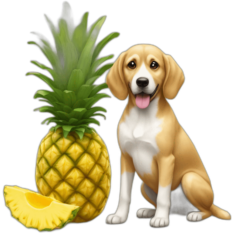 chien golden avec une tête d'ananas emoji