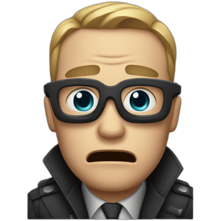 a male spy agent crying emoji