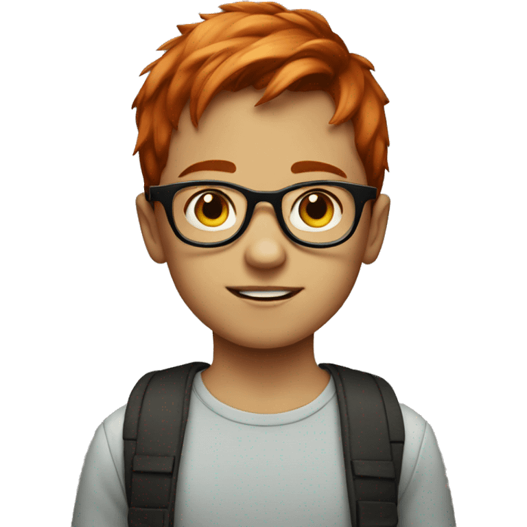 Young boy, short red hair, big round glasses emoji