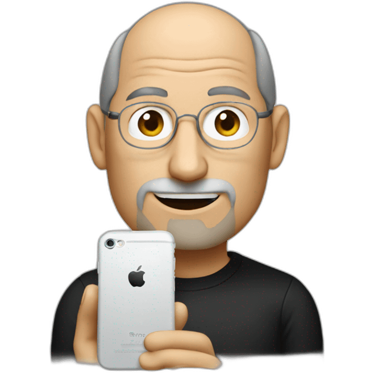 steve jobs using an iphone emoji