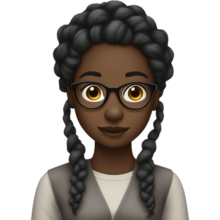 Pretty dark skin girl with glasses and twists on her hair emoji