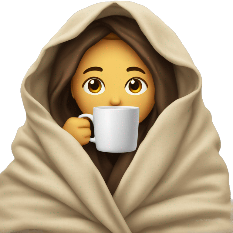 girl inside a blanket sipping coffee eyes closed emoji