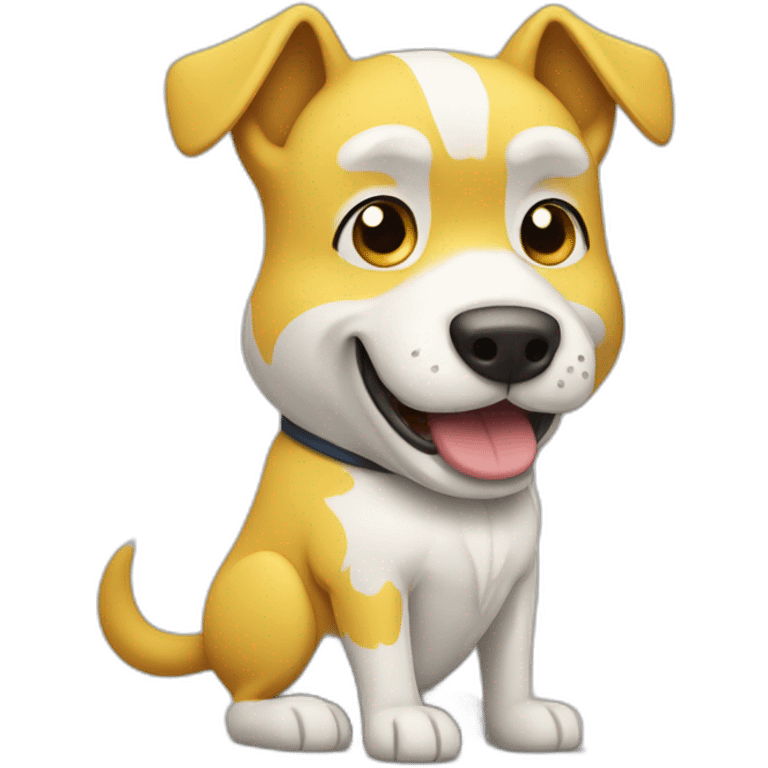 yellow and white dog with muscles and thumbs up showing the whole body emoji