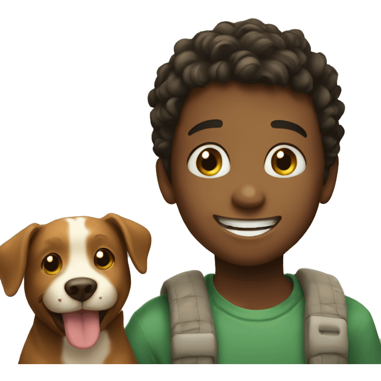 smiling boy with animal friend emoji