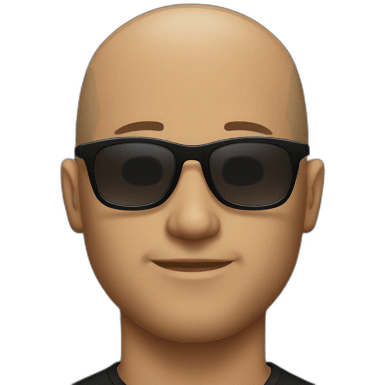 bald man with light beard and expensive sunglasses with a black compressive t-shirt emoji