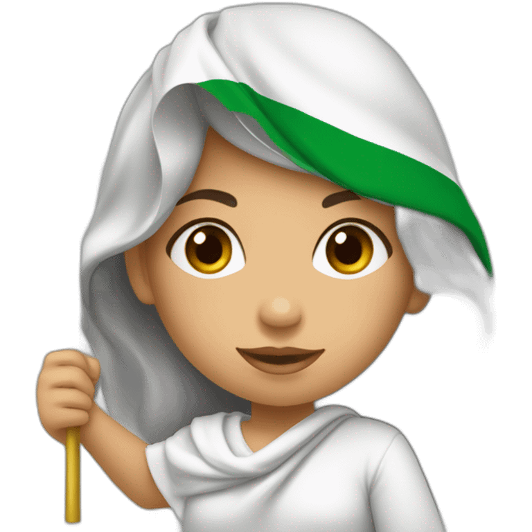 une fille qui tient le drapeau de l’algérie  emoji