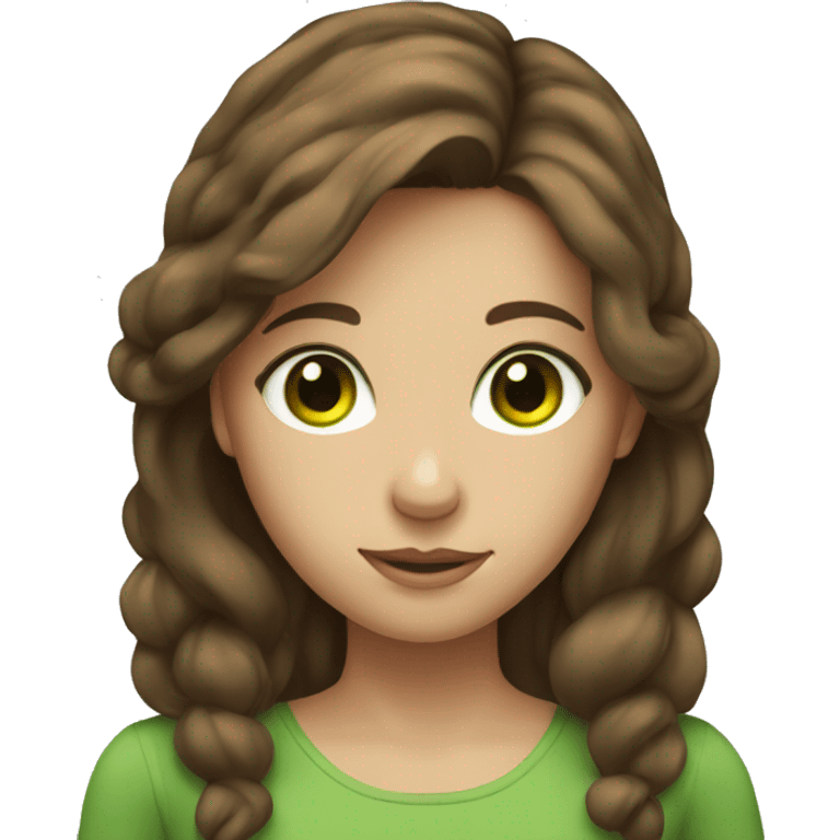 A girl with brown hair and green eyes emoji