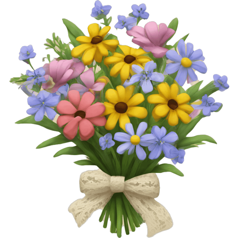 bouquet of wildflowers wrapped with a lacy bow emoji