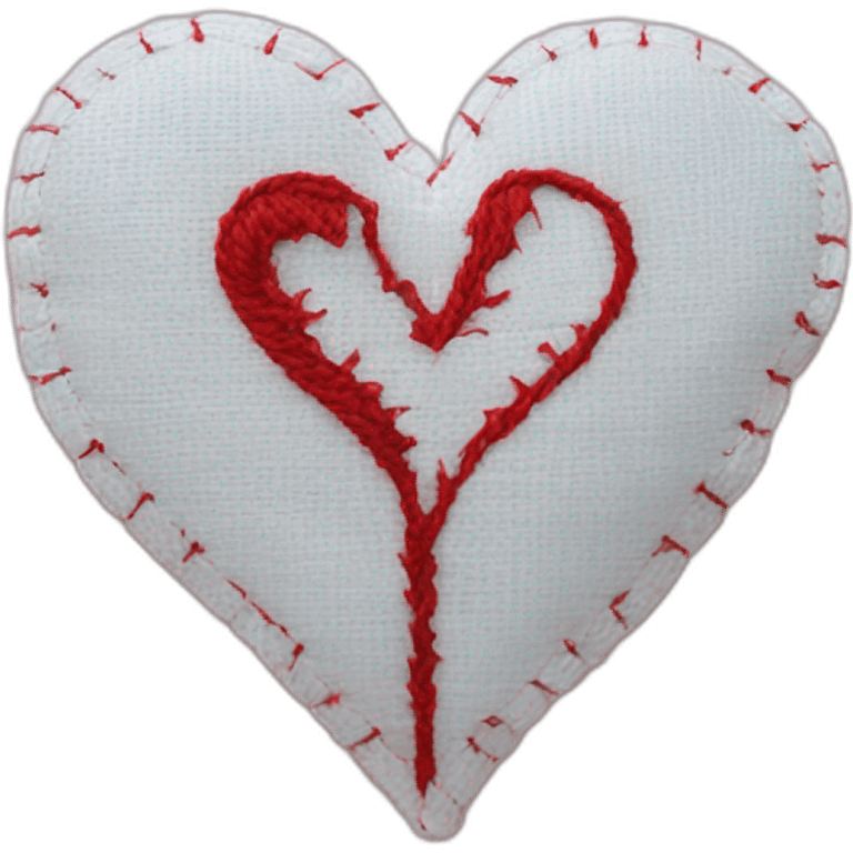 Broken heart sewn with a white thread emoji