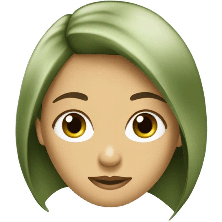 garota com o cabelo liso loiro escuro com olhos verdes emoji