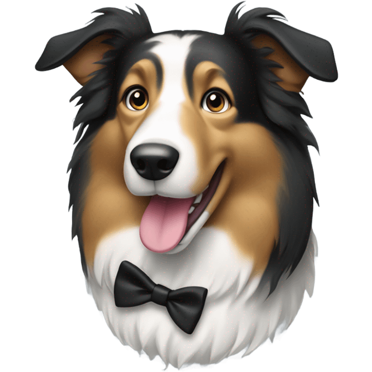 collie wearing a tuxedo emoji