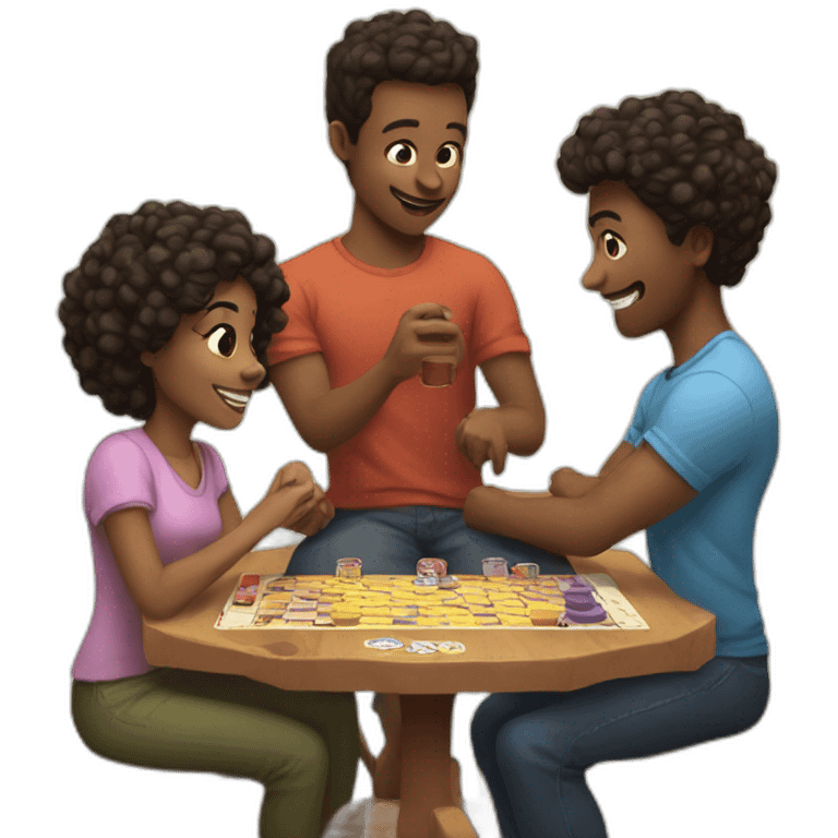 Six Friends playing boardgame emoji