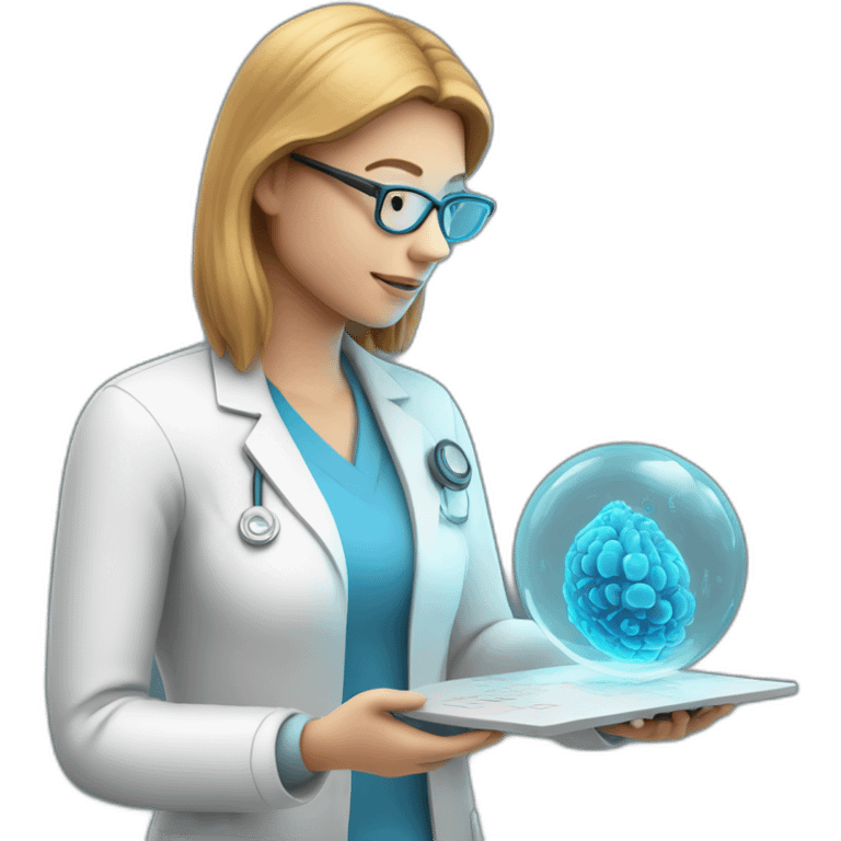 Biomedical-Engineer-studying-hologram-3d-model-of-breast emoji