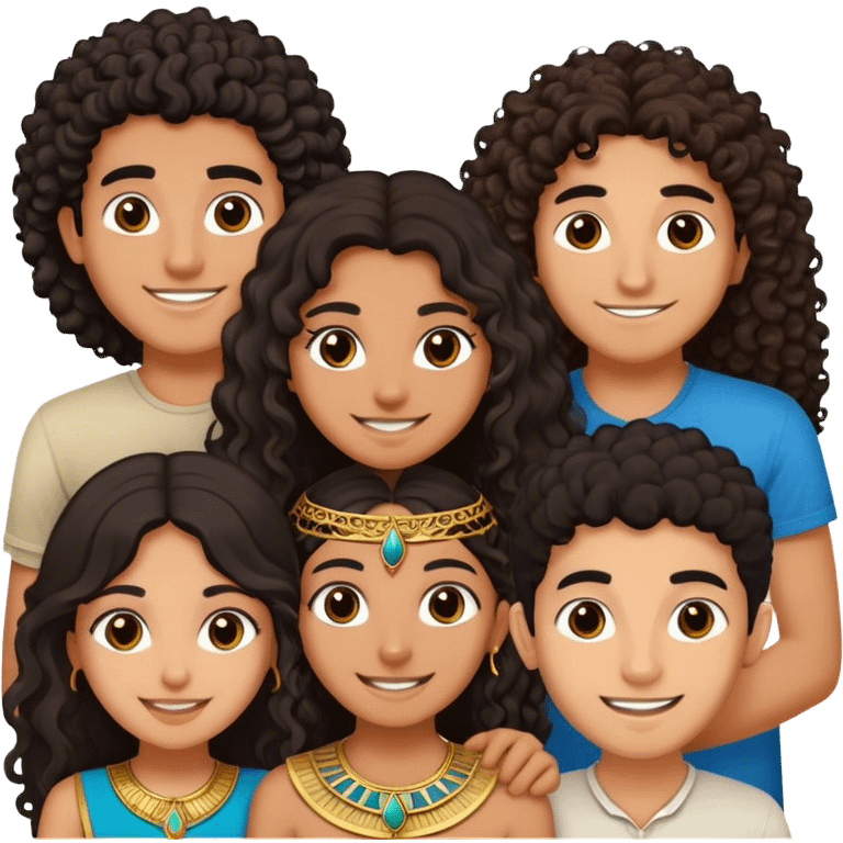 5 best friends, 1 Egyptian man, 1 indian girl 1 persian girl 1 moroccan boy 1 black boy emoji