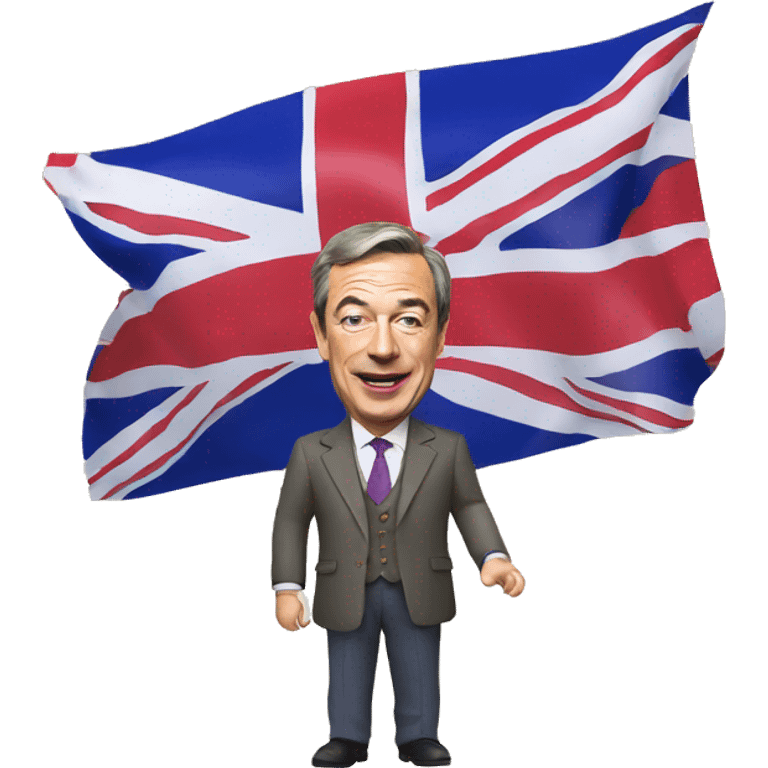 Nigel Farage holding a Union Jack flag  emoji