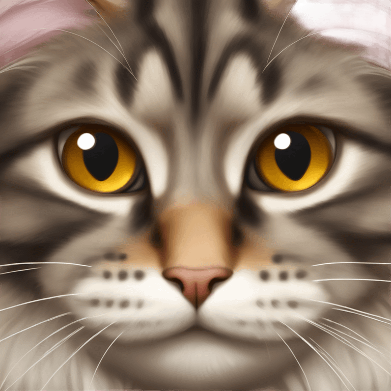 Maine Coon with a stupid face and butterfly on his nose emoji