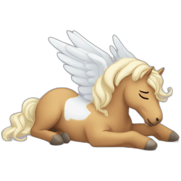 Pegasus sleeping lying on the ground emoji