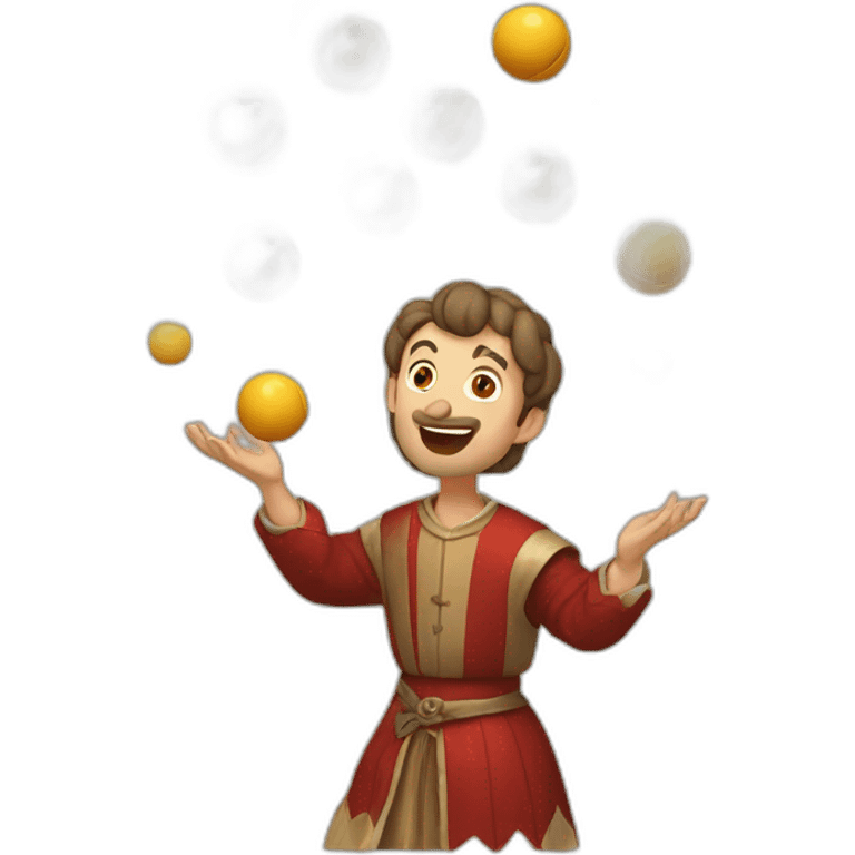 medieval juggler juggling 4 same-sized balls over them emoji