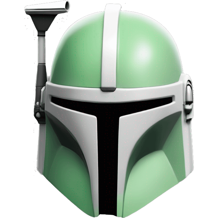 Light green and white colored Mandalorian helmet with antenna emoji