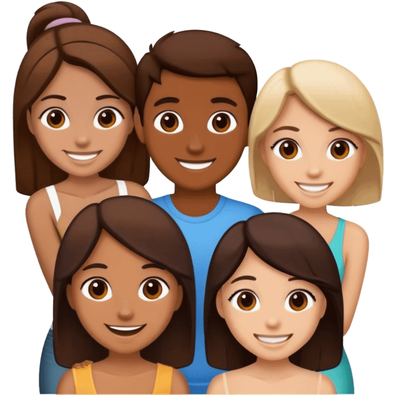 5 best friends, 1 Egyptian man, 1 indian girl 1 persian girl 1 moroccan boy 1 black boy emoji