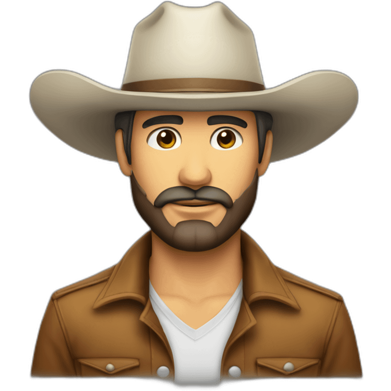 Hombre pelón y muy cachetón con sombrero vaquero y barba tupida piel blanca emoji