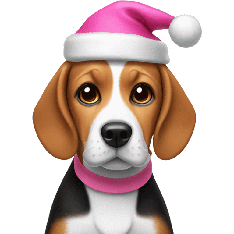 beagle with santa hat in pink  emoji