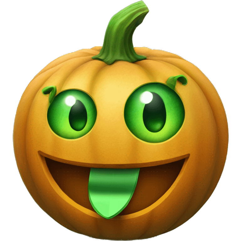 Halloween pumpkin with green dollar eyes and a money tongue emoji