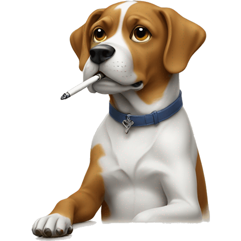 Dog smoking a pen emoji