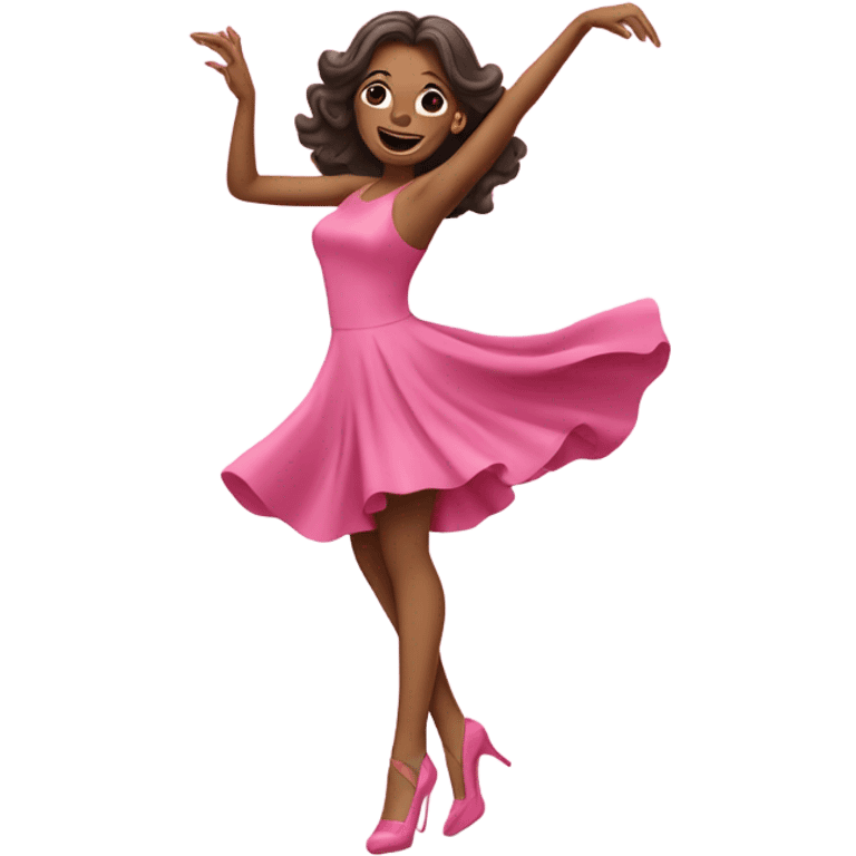 Woman dancing on high heels pink dress and pink shoes  emoji