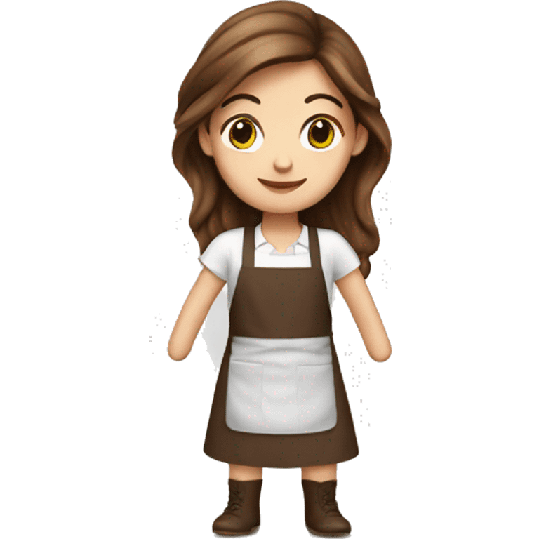 white girl with long brown hair in an apron emoji