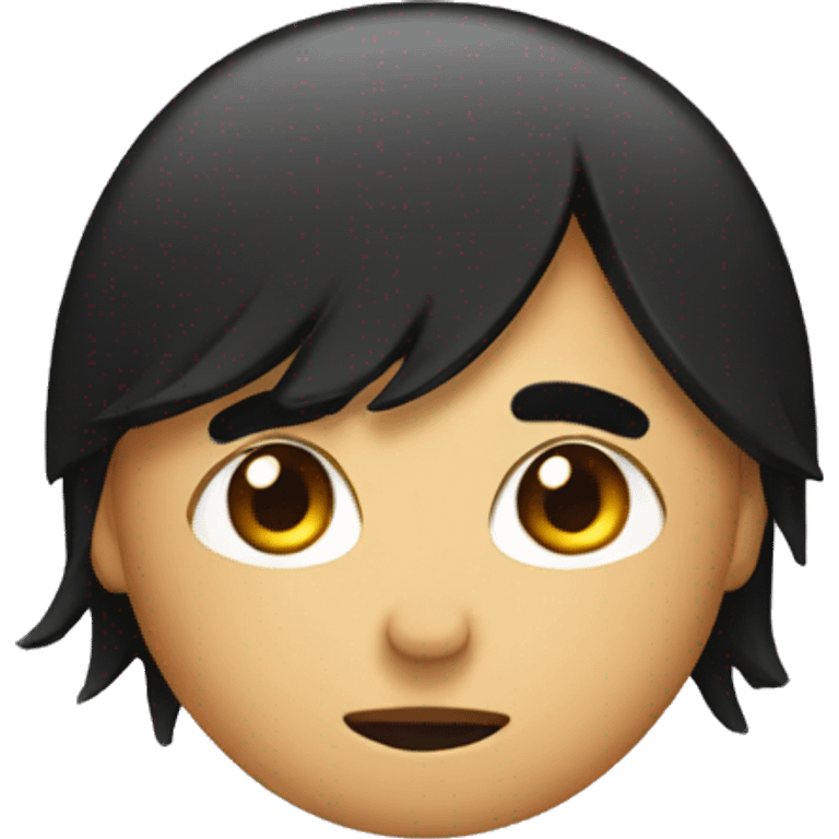 emoji with black hair covering on eye  emoji