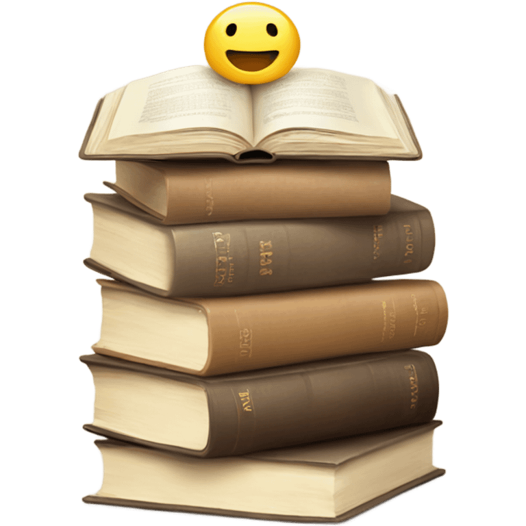 Cute beige book stack with 4 books emoji