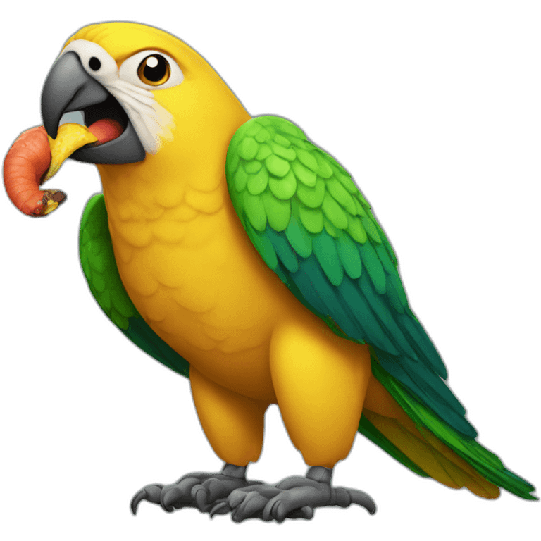 big parrot eating a worm emoji