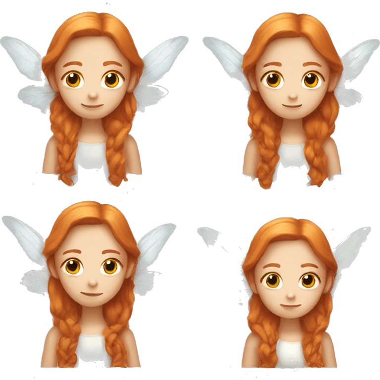 a white skin fairy, long ginger hair and wings emoji