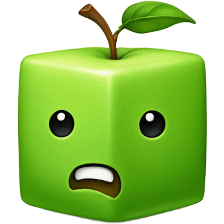 green Cube shaped Apple emoji