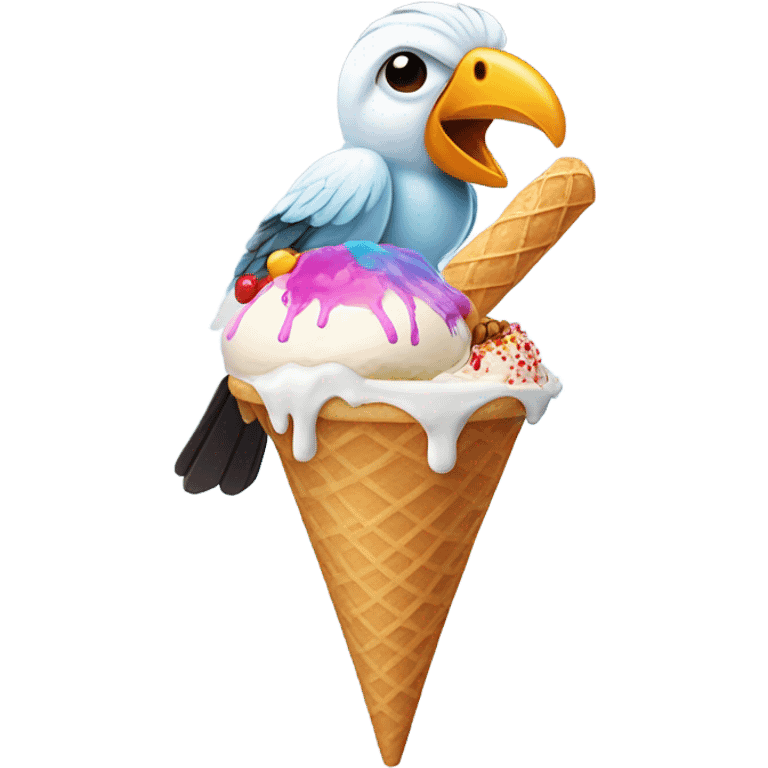 bird eating ice cream emoji