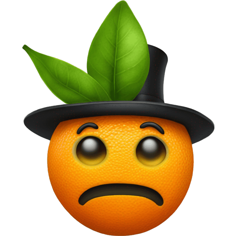 An orange (fruit) with a tophat emoji