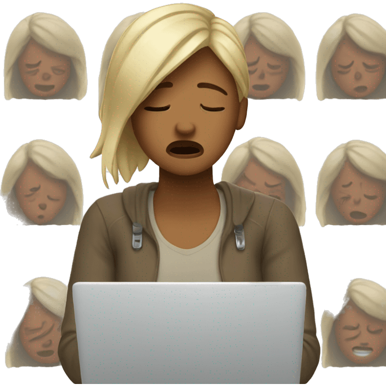 Female with laptop crying emoji