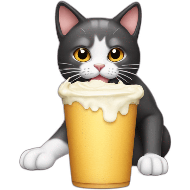 cat drinking cream emoji