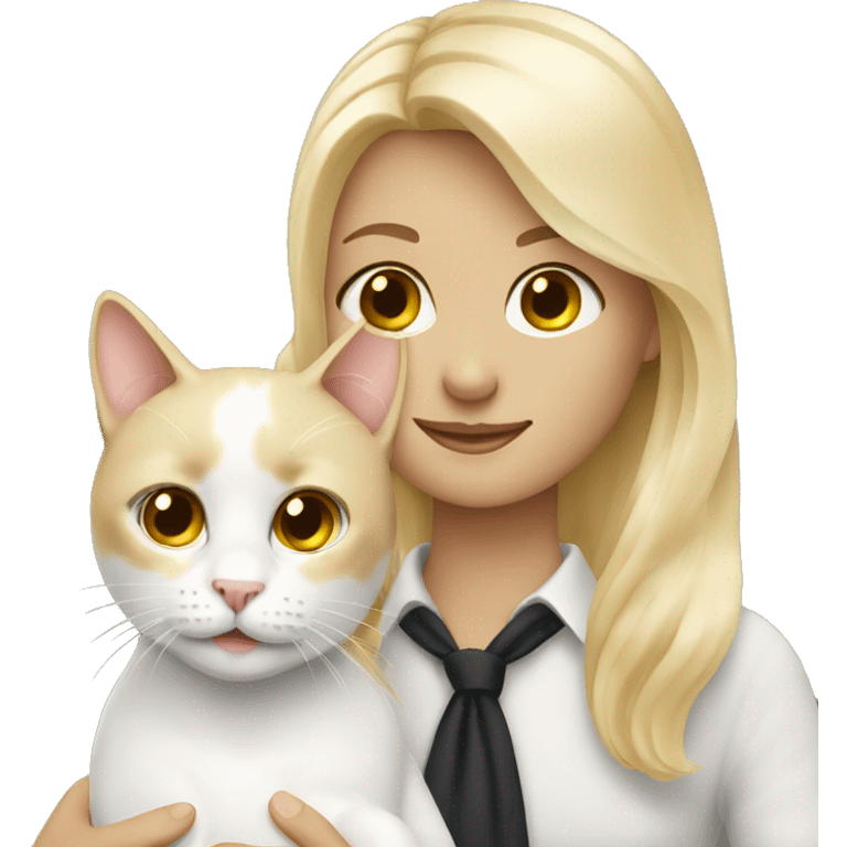 Blonde couple with white cat emoji