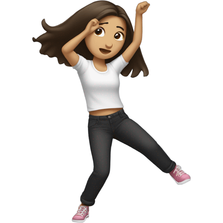 brunette girl dabbing emoji