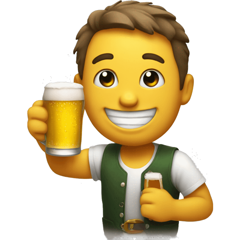 A smiley with a beer in his hand and he is smiling  emoji