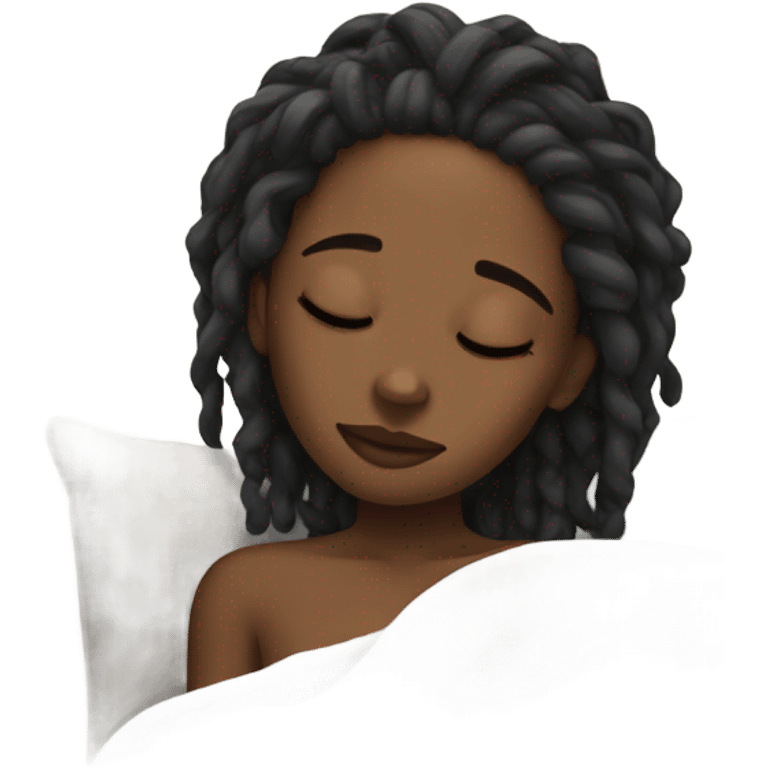 black girl with locs sleeping emoji