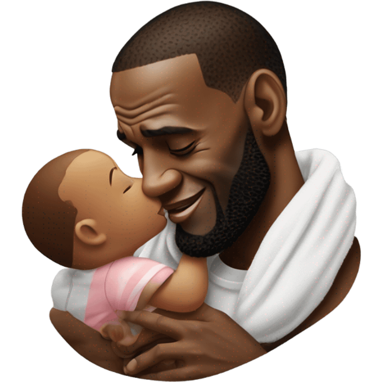 lebron james giving a baby a kiss emoji