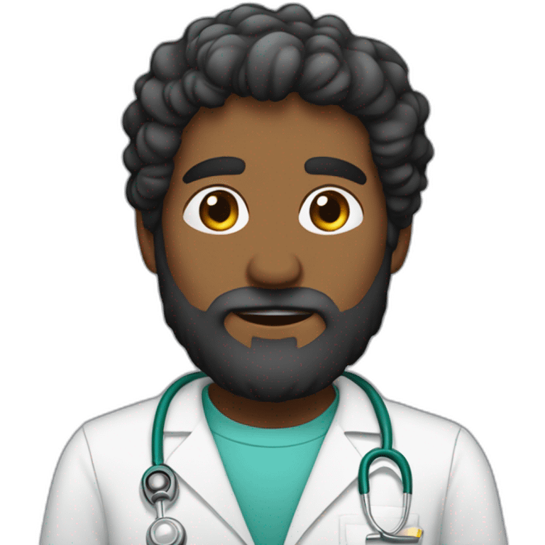 medico pelo negro barba corta emoji