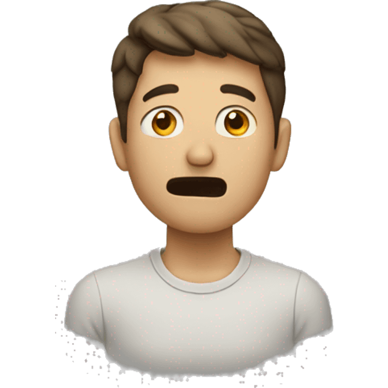 man with hand on face, looking to his right side, with open mouth, wondering emoji