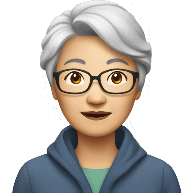 older asian lady, short hai with no glasses emoji