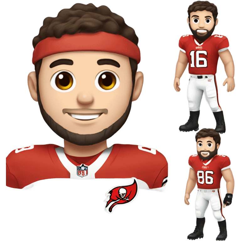  Baker Mayfield wearing Tampa Bay Buccaneers uniform with the number six  emoji