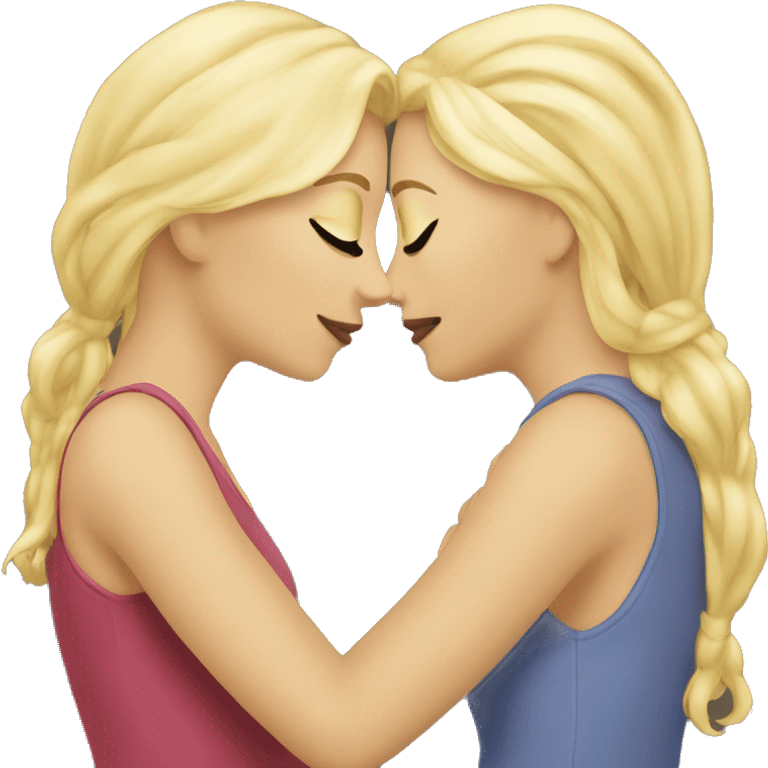 two blond lesbian women kissing  emoji