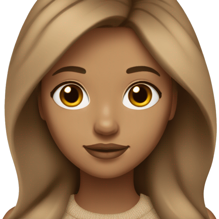 beautiful woman, straight long light brown hair, brown eyes + box of ugg shoes emoji